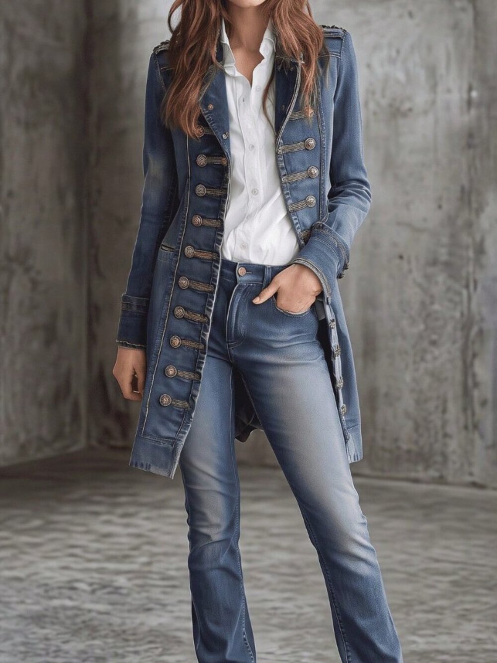 Blue Casual Women's Denim Coat - Picture 3 of 4